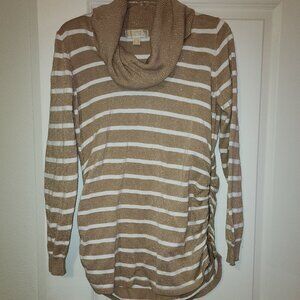 Michael Kors XL Gold, White Cowl Neck Sparkling Sweater